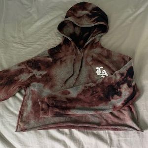 Bleach Tie Dye Cropped Hoodie
